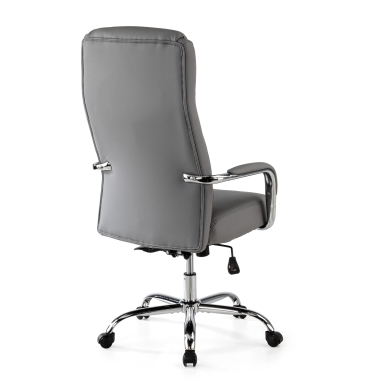 chefsessel grau deluxe kunstleder gepolsterte armlehnen 9