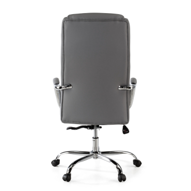 chefsessel grau deluxe kunstleder gepolsterte armlehnen 7
