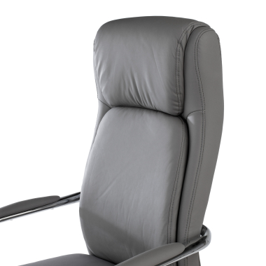 chefsessel grau deluxe kunstleder gepolsterte armlehnen 6