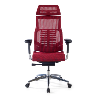 ergonomischer burostuhl rot schwarzes gestell netzstoff 5d verstellbare armlehnen lordosenstutze kopfstutze 3