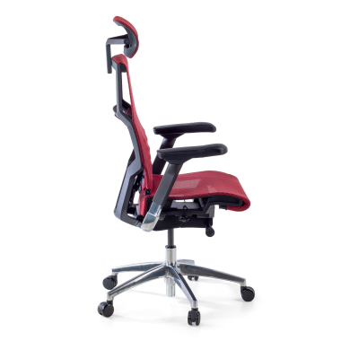 ergonomischer burostuhl rot schwarzes gestell netzstoff 5d verstellbare armlehnen lordosenstutze kopfstutze 7