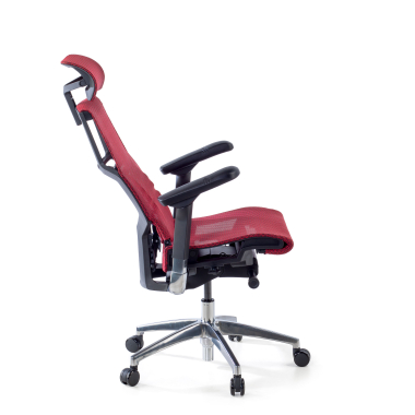 ergonomischer burostuhl rot schwarzes gestell netzstoff 5d verstellbare armlehnen lordosenstutze kopfstutze 5