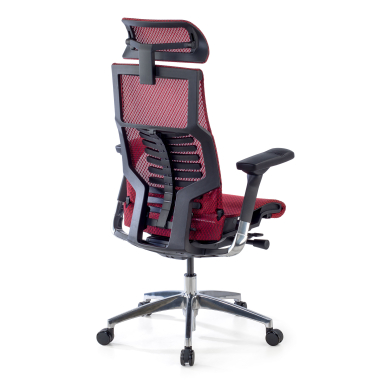 ergonomischer burostuhl rot schwarzes gestell netzstoff 5d verstellbare armlehnen lordosenstutze kopfstutze 8