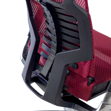 ergonomischer burostuhl rot schwarzes gestell netzstoff 5d verstellbare armlehnen lordosenstutze kopfstutze 4