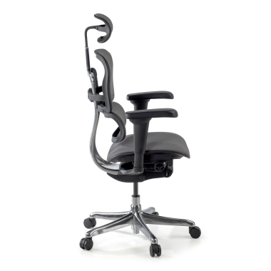 ergonomischer burostuhl grau schwarze struktur komplett gepolstert stoff bewegliche armlehnen kopfstutze 8