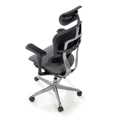 ergonomischer burostuhl grau schwarze struktur komplett gepolstert stoff bewegliche armlehnen kopfstutze 10