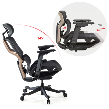 ergonomischer burostuhl schwarz aeromax schwarze struktur netzstoff 5d verstellbare armlehnen doppelte lordosenstutze kopfstutze 5