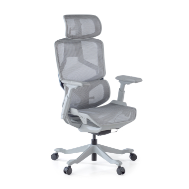 ergonomischer burostuhl weiss grau aeromax weisse struktur netzstoff 5d verstellbare armlehnen doppelte lordosenstutze kopfstutze 1