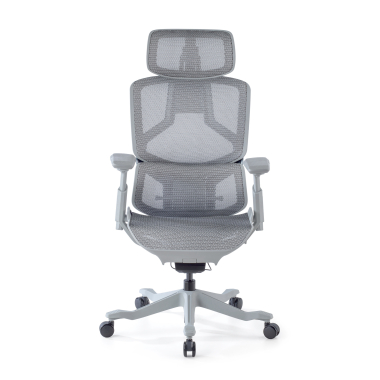 ergonomischer burostuhl weiss grau aeromax weisse struktur netzstoff 5d verstellbare armlehnen doppelte lordosenstutze kopfstutze 3