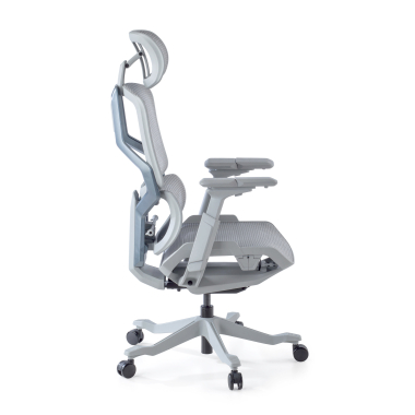 ergonomischer burostuhl weiss grau aeromax weisse struktur netzstoff 5d verstellbare armlehnen doppelte lordosenstutze kopfstutze 8