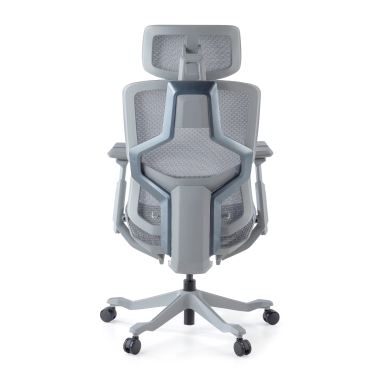 ergonomischer burostuhl weiss grau aeromax weisse struktur netzstoff 5d verstellbare armlehnen doppelte lordosenstutze kopfstutze 9