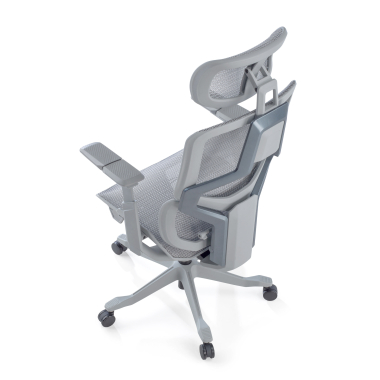 ergonomischer burostuhl weiss grau aeromax weisse struktur netzstoff 5d verstellbare armlehnen doppelte lordosenstutze kopfstutze 12