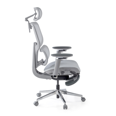 ergonomischer burostuhl grau erghos x2 netzstoff 5d verstellbare armlehnen doppelte lordosenstutze kopfstutze ausziehbare fussstutze 9