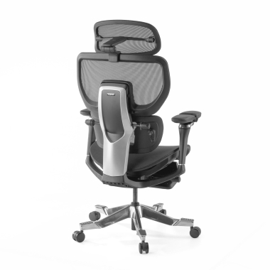 ergonomischer burostuhl schwarz erghos x4 pro netzstoff 6d verstellbare armlehnen doppelte lordosenstutze kopfstutze ausziehbare fussstutze 15