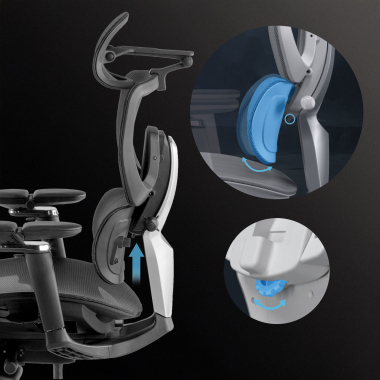 ergonomischer burostuhl schwarz erghos x4 pro netzstoff 6d verstellbare armlehnen doppelte lordosenstutze kopfstutze ausziehbare fussstutze 5