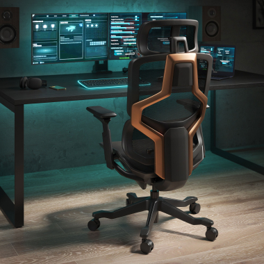 ergonomischer burostuhl schwarz aeromax schwarze struktur netzstoff 5d verstellbare armlehnen doppelte lordosenstutze kopfstutze 2