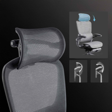 ergonomischer burostuhl schwarz erghos x1 netzstoff 3d verstellbare armlehnen doppelte lordosenstutze kopfstutze 6