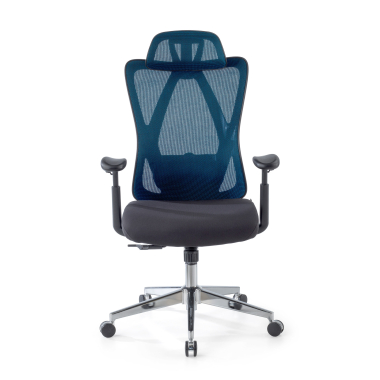 ergonomischer burostuhl blau matrix netzstoff bewegliche armlehnen lordosenstutze kopfstutze 3