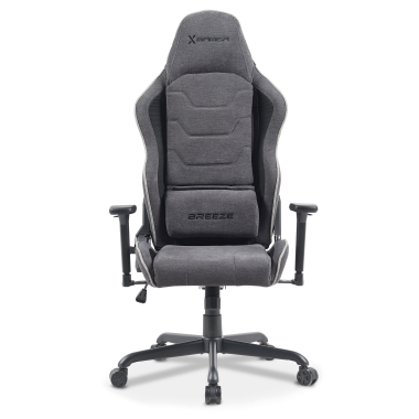 gaming stuhl grau breeze stoff bewegliche armlehnen kopfstutzen kissen kopfstutze 4