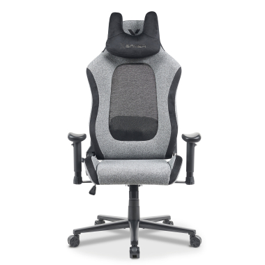 gaming stuhl grau vital stoff bewegliche armlehnen kopfstutzen kissen kopfstutze 3
