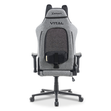 gaming stuhl grau vital stoff bewegliche armlehnen kopfstutzen kissen kopfstutze 11