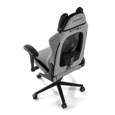 gaming stuhl grau vital stoff bewegliche armlehnen kopfstutzen kissen kopfstutze 10