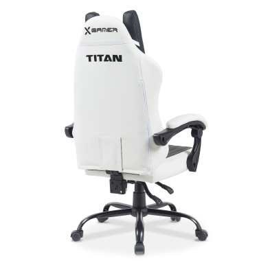 gaming stuhl weiss schwarz titan kunstleder hochklappbare armlehnen kopfstutzen kissen kopfstutze 11