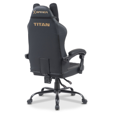 gaming stuhl schwarz titan kunstleder hochklappbare armlehnen kopfstutzen kissen kopfstutze 11