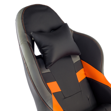 gaming stuhl orange mist kunstleder hochklappbare armlehnen kopfstutzen kissen kopfstutze 4