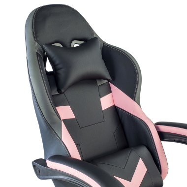 gaming stuhl rosa mist kunstleder hochklappbare armlehnen kopfstutzen kissen kopfstutze 4