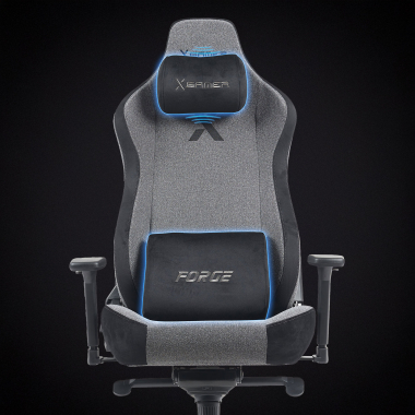 gaming stuhl grau forge stoff 3d verstellbare armlehnen lumbal und nackenkissen kopfstutze 6