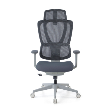 ergonomischer burostuhl weiss grau essenza netzstoff 3d verstellbare armlehnen doppelte lordosenstutze kopfstutze 3
