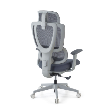 ergonomischer burostuhl weiss grau essenza netzstoff 3d verstellbare armlehnen doppelte lordosenstutze kopfstutze 6