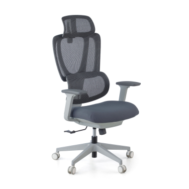 ergonomischer burostuhl weiss grau essenza netzstoff 3d verstellbare armlehnen doppelte lordosenstutze kopfstutze 1