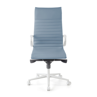 luxus burostuhl weiss blau hochlehne weisse struktur kunstleder feste armlehnen 3