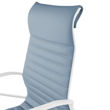 luxus burostuhl weiss blau hochlehne weisse struktur kunstleder feste armlehnen 9