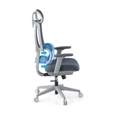 ergonomischer burostuhl weiss grau essenza netzstoff 3d verstellbare armlehnen doppelte lordosenstutze kopfstutze 4
