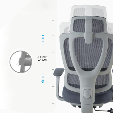 ergonomischer burostuhl weiss grau essenza netzstoff 3d verstellbare armlehnen doppelte lordosenstutze kopfstutze 9