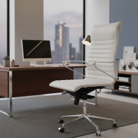 Design-Bürostuhl Cagliari, hohe Rückenlehne, Naturleder