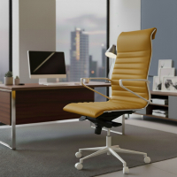 Bürostuhl Design Cagliari, weiße Struktur, niedrige Rückenlehne, Eco-Leder