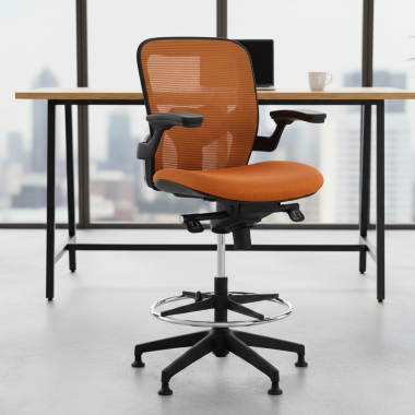 ergonomischer hocker orange burostuhl netzstoff feste armlehnen 2