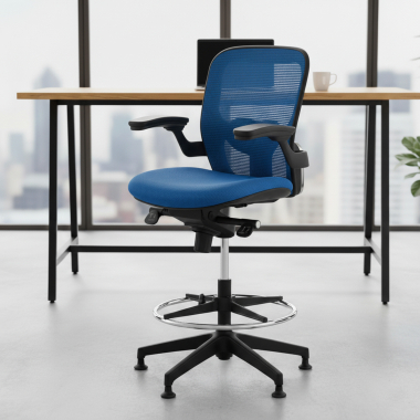 ergonomischer hocker blau burostuhl netzstoff feste armlehnen 2