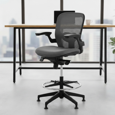 ergonomischer hocker grau burostuhl netzstoff feste armlehnen 2