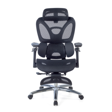ergonomischer burostuhl schwarz sense ultra netzstoff 4d verstellbare armlehnen lordosenstutze kopfstutze ausziehbare fussstutze 6