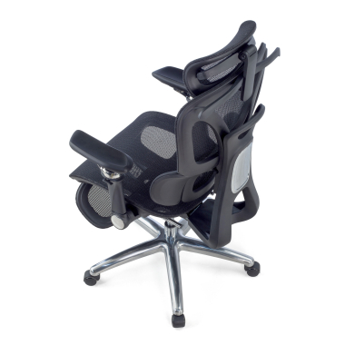 ergonomischer burostuhl schwarz sense ultra netzstoff 4d verstellbare armlehnen lordosenstutze kopfstutze ausziehbare fussstutze 13