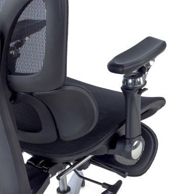 ergonomischer burostuhl schwarz sense ultra netzstoff 4d verstellbare armlehnen lordosenstutze kopfstutze ausziehbare fussstutze 11