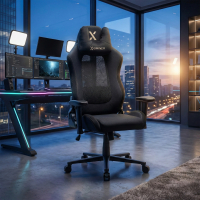 Gamingstuhl mit massagefunktion, atmungsaktiver Stoff, klappbare Armlehnen
