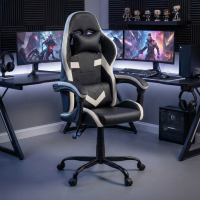 Gaming-Stuhl Mist mit klappbaren Armlehnen, Nacken- und Lendenkissen