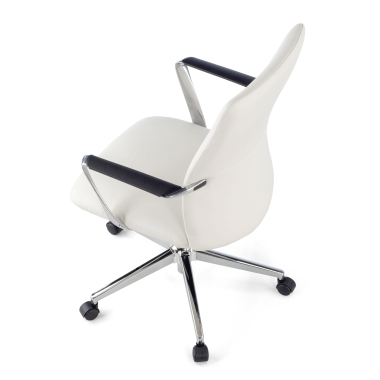 chefsessel weiss niedriger rucken kunstleder feste armlehnen 7