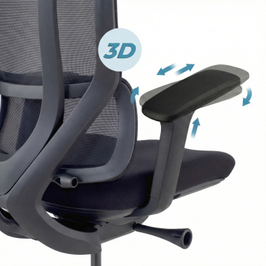 ergonomischer burostuhl schwarz aeroflow schwarze struktur netzstoff 3d verstellbare armlehnen doppelte lordosenstutze kopfstutze 5